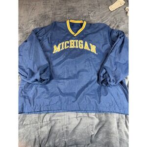 Spotlight Michigan Wolverines Men Navy Blue V-Neck‎ Windbreaker Pullover XL 6330